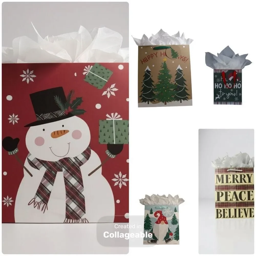 MB3. Set of 6 Festive Mixed Size Holiday Gift Bags